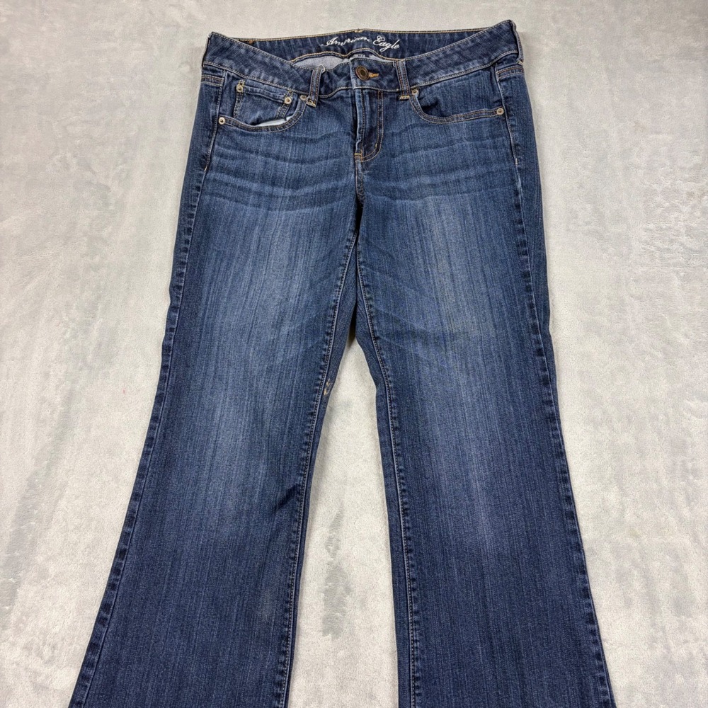 American Eagle Stretch Womens Size 12 34x28 Jeans Flare Leg Dark Wash Blue Denim